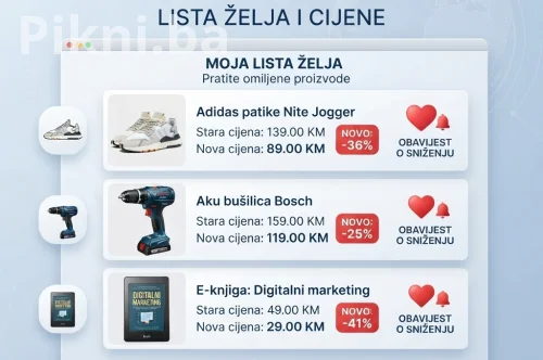 Ne propustite sniženja: Kako funkcionira Lista želja i praćenje cijena na Pikni.ba!