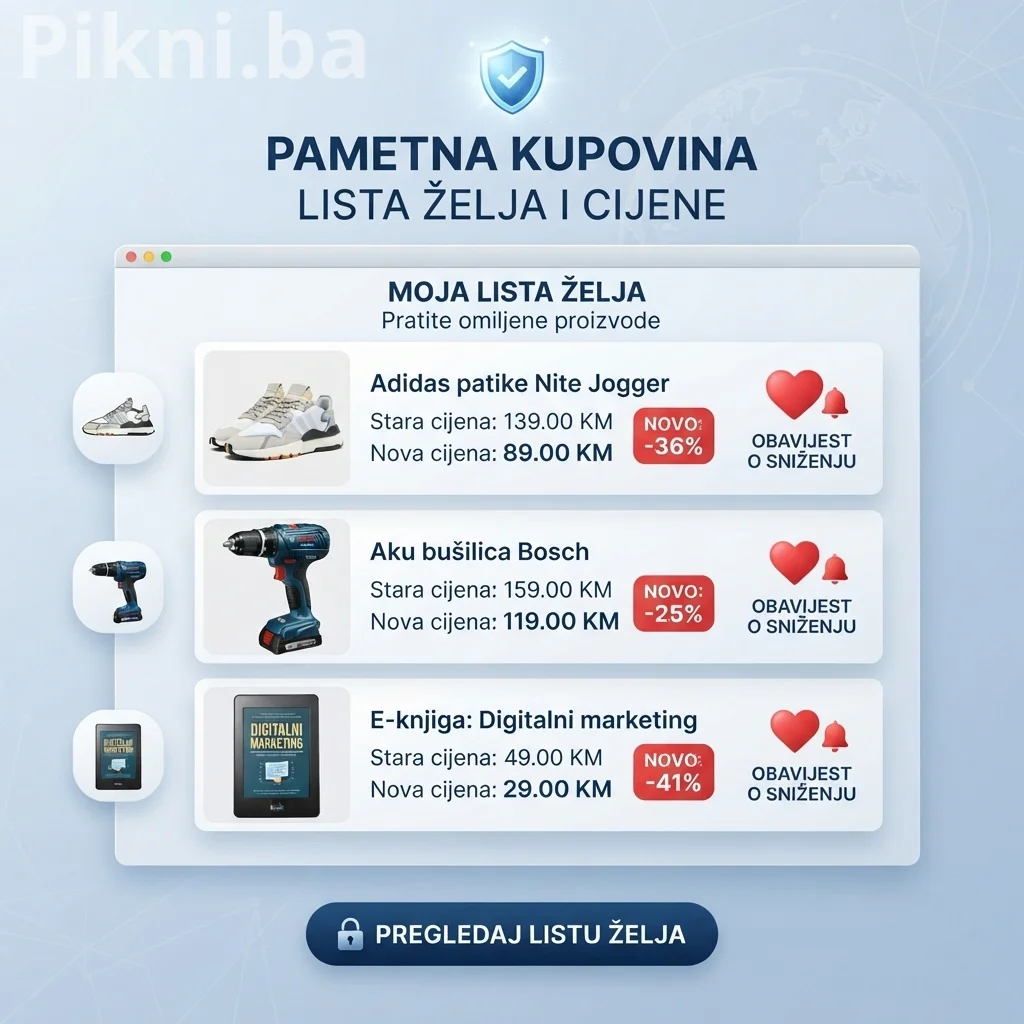 Ne propustite sniženja: Kako funkcionira Lista želja i praćenje cijena na Pikni.ba!