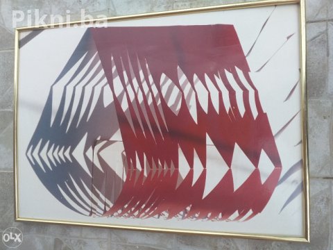 Apstraktna/Moderna Uokvirena Slika u Zlatnom Ramu 40 KM