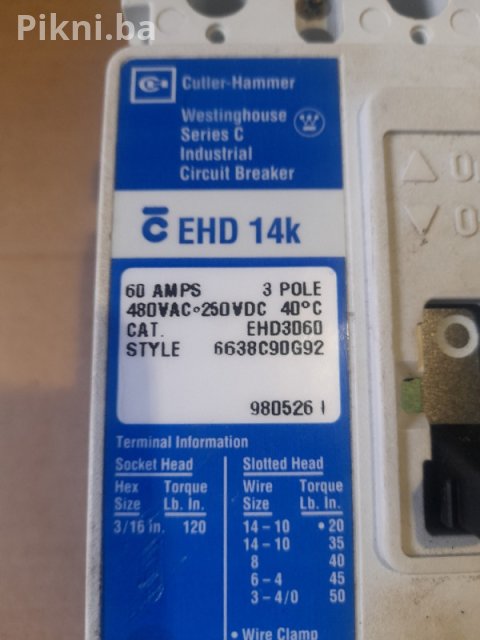 Čekić-čekić EHD 14K Industrijski Prekidači (Osigurači) 3x 60A 6