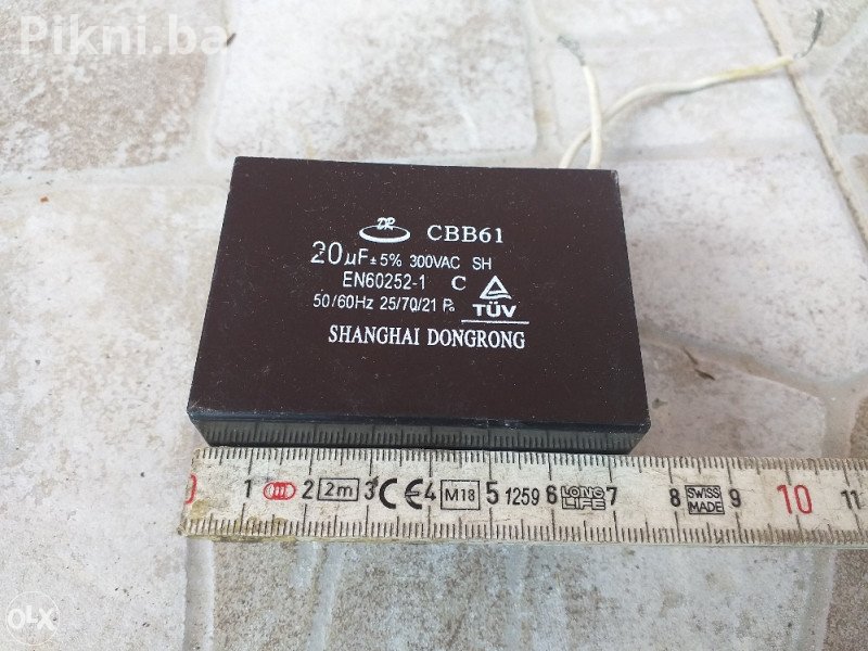 NOVO! Kondenzator CBB61 20 \mu F / 300VAC Za Monofazne Motore!