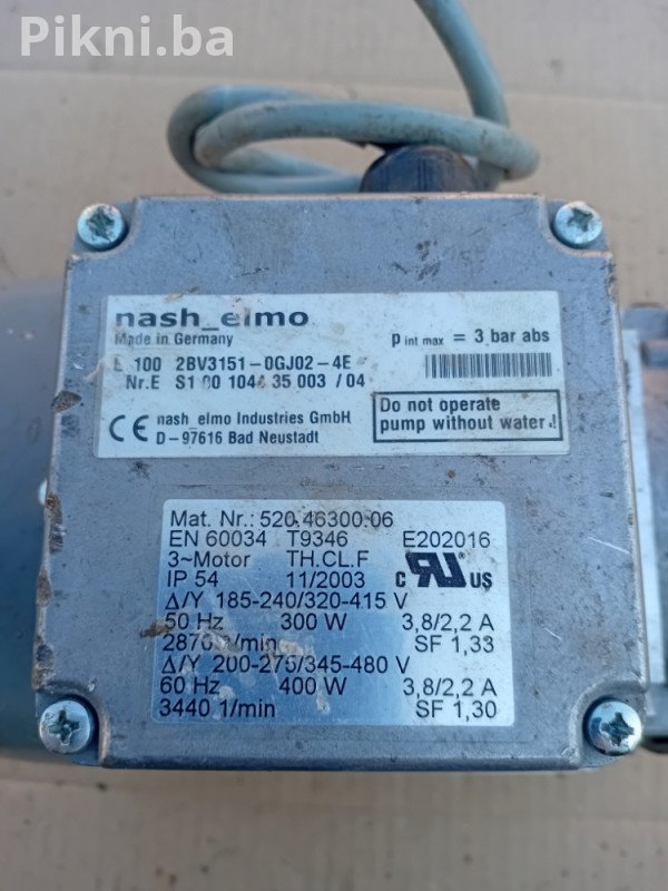 HITNO! Industrijski Motor NASH ELMO 300W/2870 Obrtaja SAMO 120km