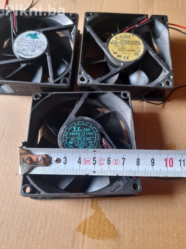 Set od 3x DC Ventilatora (Kulera) 80mm - 12V - ADDA / YATE LOON