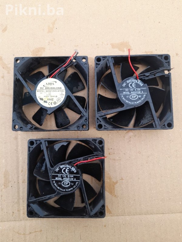 SET 3x Industrijski Ventilator 80x80mm 12V DC - Delta/ADDA - JAKO