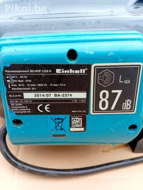 Pumpa za vodu enhell 1000w hidrofor hidropak 6