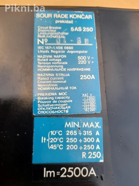 RADE KONČAR 5AS 250 - INDUSTRIJSKI PREKIDAČ 250A - 100% ISPRAVAN 4