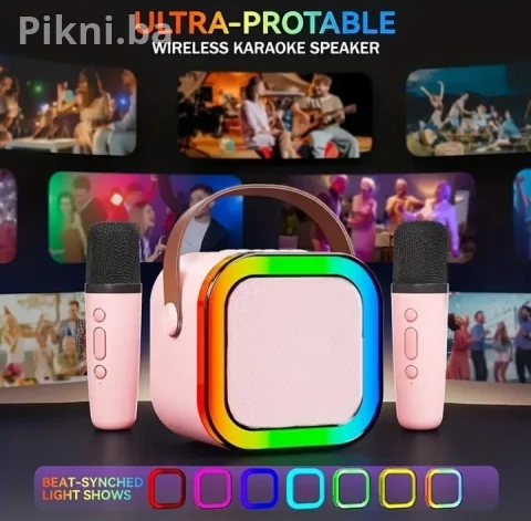 Karaoke Bluetooth Set | Zvučnik + 2 Bežična Mikrofona | Novo 5