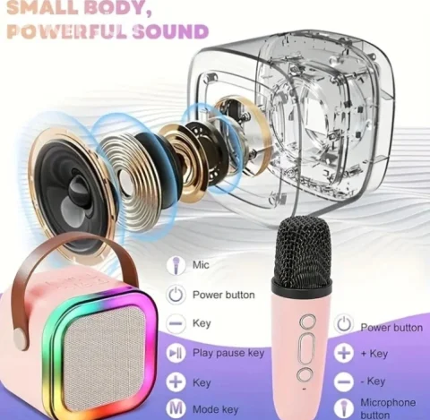 Karaoke Bluetooth Set | Zvučnik + 2 Bežična Mikrofona | Novo 4