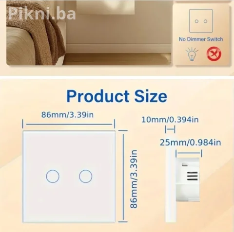 NOVO! Dva Komada! Moderni Stakleni Prekidač na Dodir (Touch Switc 5