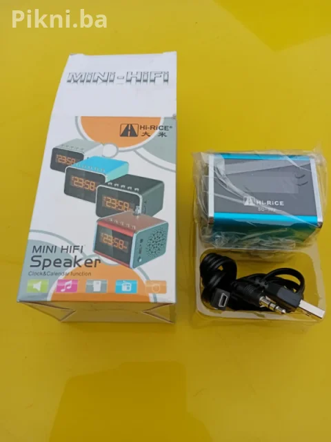 Plavi Mini Hi-Fi Zvučnik / Radio / Alarm HI-RICE SD-502 (Metalno 13