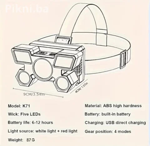 NOVO! Glavna Lampa sa 5 LED dioda - USB Punjenje - SAMO 30 KM! 4