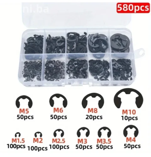 SET 580 E-Osigurača (E-Ring) M1.5-M10 Ugljični Čelik | NOVO 5