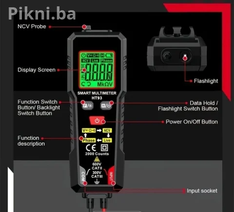 Smart Digitalni Multimetar HT93 - NOVO - Automatski 6