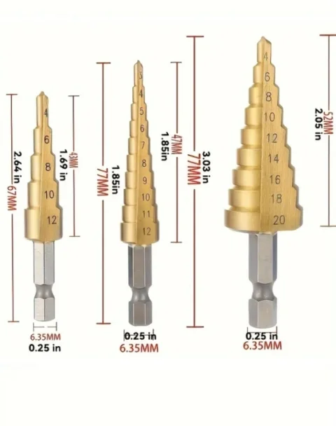 NOVO! Set Stepenastih Burgija (3 kom) - Titanijum - SAMO 20 KM!
