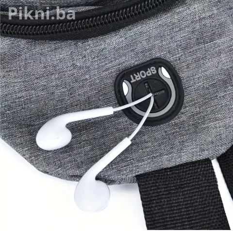 Sportska Crossbody Torba / Ruksak sa otvorom za slušalice - SIVA