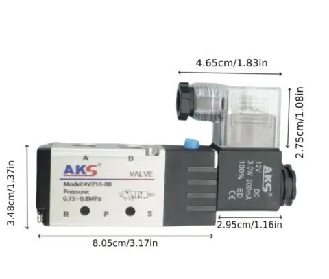 NOVO! Vrhunski Pneumatski Solenoidni Ventil AKS 4V210-08 (12V 24v 3