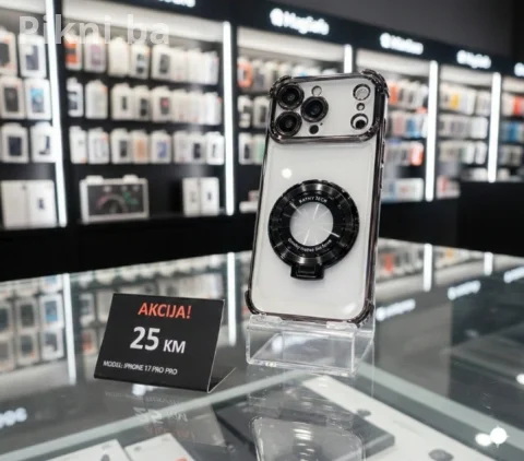 Maska za iPhone 17 Pro (Crna mat boja) MagSafe & Skriveni Stala