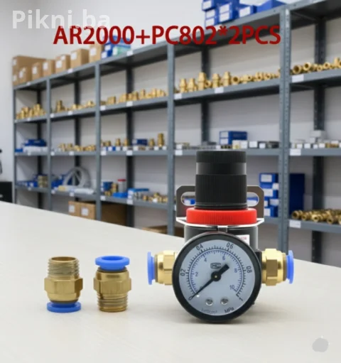 NOVI Pneumatski Regulator Pritiska AR2000 (1/4") - Set za Kompres