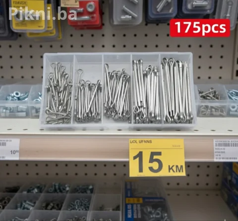 TOP PONUDA! Set 175x Čeličnih RASCJEPKA/OSIGURAČA (SPLIT-PIN) u P