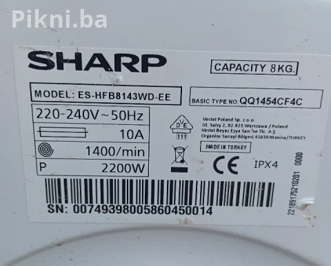 🛠️ DIJELOVI ZA VEŠ MAŠINU SHARP (Model: ES-HFB8143WD-EE) 🛠️ 11