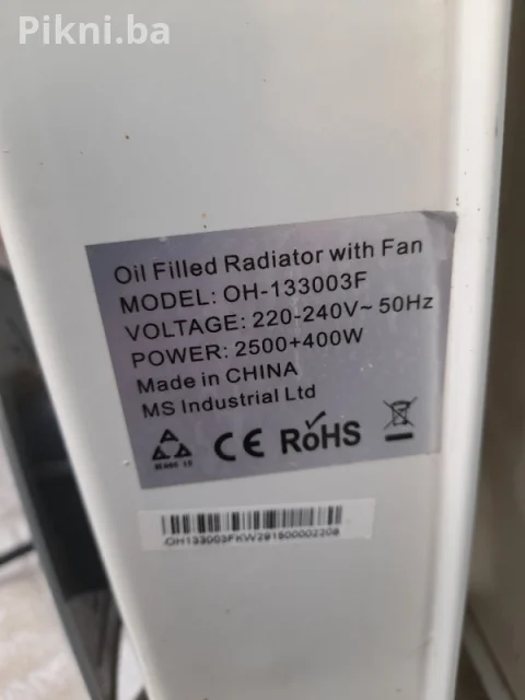 Uljani radiator grijalica Vivax 2500+400W ventilatorom - odličan 5