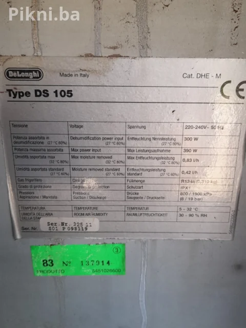 DeLonghi DS 105 Odvlaživač Zraka - Potrebno Punjenje Plina 3