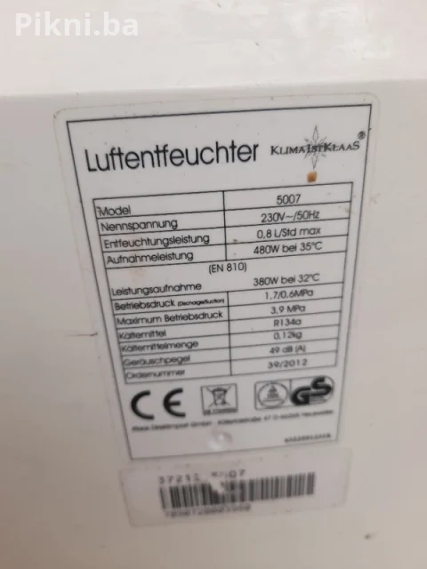 Klima1stKlaas Luftentfeuchter 5007 (ODVLAŽIVAČ ZRAKA) - Potrebno 6