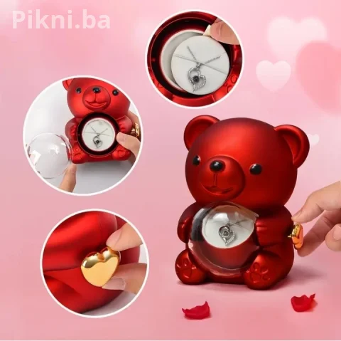 Romantična poklon kutija Medvjedić sa vječnom ružom 8 mart poklon 3