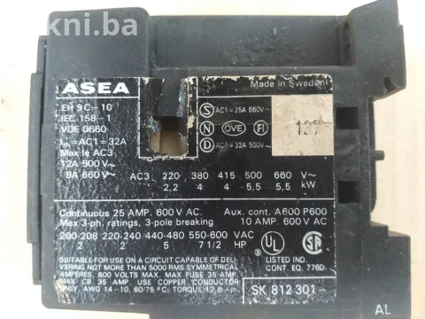 Industrijski Kontaktor Sklopka ASEA EH 9C-10 (9A/5.5 kW) - 220v 6