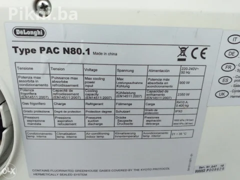 2u1 Pokretna klima DELONGHI PAC n80.1 isusivac vlage zr 9