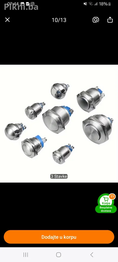 🔘 Metalni Taster Prekidač 16mm (High Head) sklopka