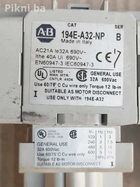 ⚡ Allen-Bradley 194E Industrijska Sklopka Kontaktor prekidač(3-polne) ⚡ 7