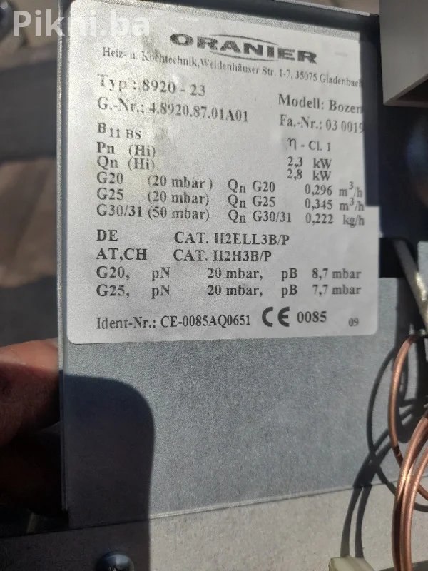 Plinska peć ORANIER Bozen 2.3kW - Njemačka (Fasadna)