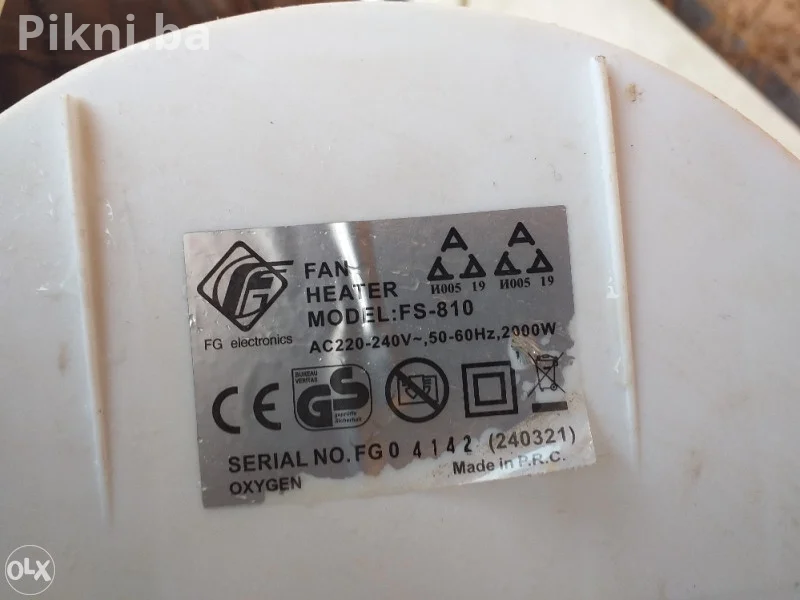 Kalorifer/Grijač sa Ventilatorom FG FS-810, 2000W - Odmah Dostupn