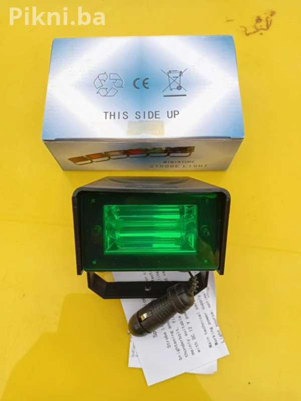 RASPRODAJA! Mini Stroboskop/Rotacija Lampe - NEON ZELENA 12v