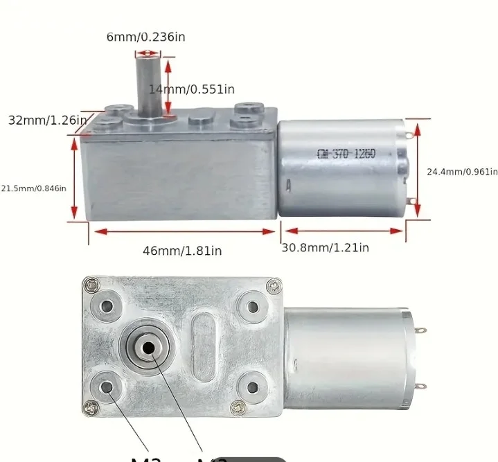 DC motor sa Pužnim Prijenosom 12V elektro motor reduktorom