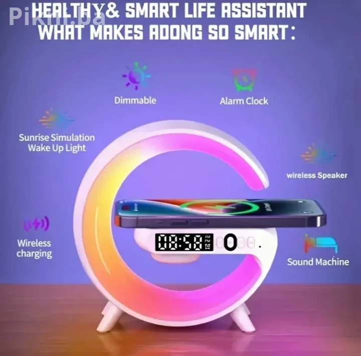 G-Lamp Pametna RGB Lampa | Bluetooth Zvučnik | Bežično Punjenje