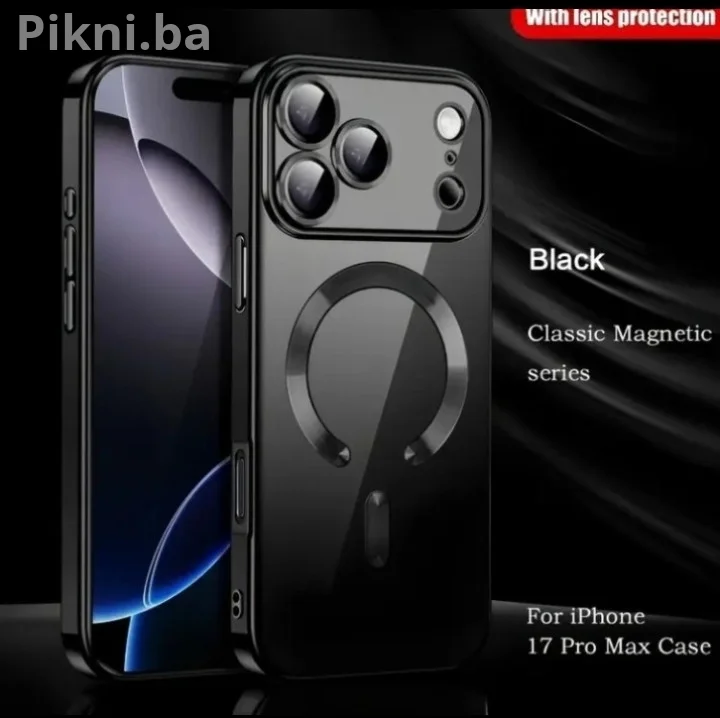 Luxury Frosted Magnetic Maska za iPhone 17 Pro Max / Crna Mat