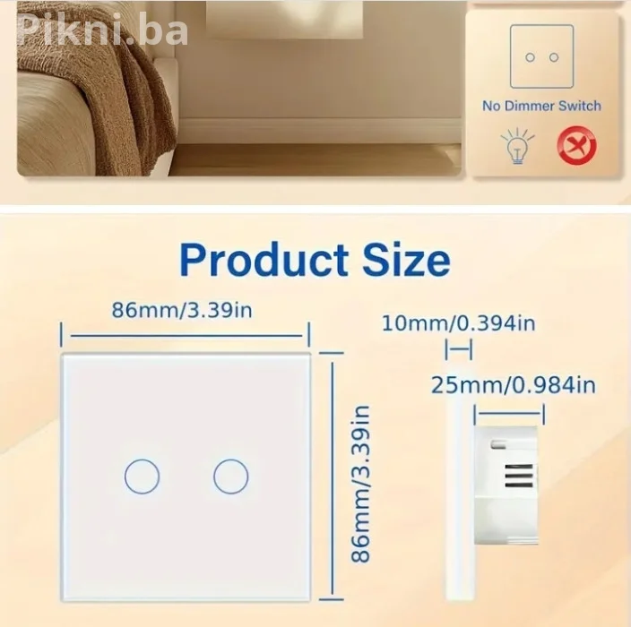NOVO! Dva Komada! Moderni Stakleni Prekidač na Dodir (Touch Switc