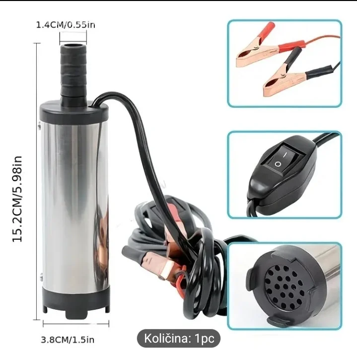 Potopna Pumpa za Gorivo i Ulje 12V | Inox | Za Dizel i Vodu