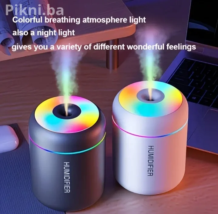 Mini LED ovlaživač zraka i difuzor - RGB svjetlo - BIJELI CRNI