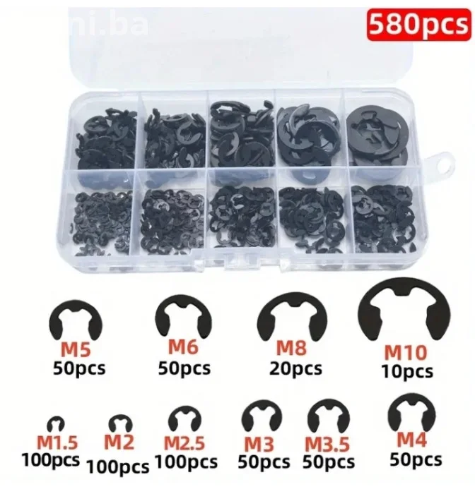 SET 580 E-Osigurača (E-Ring) M1.5-M10 Ugljični Čelik | NOVO