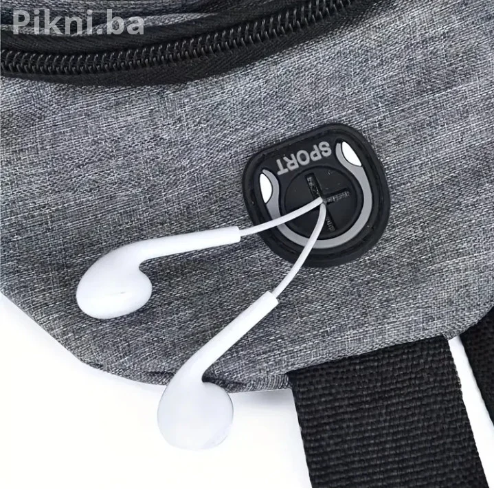 Sportska Crossbody Torba / Ruksak sa otvorom za slušalice - SIVA