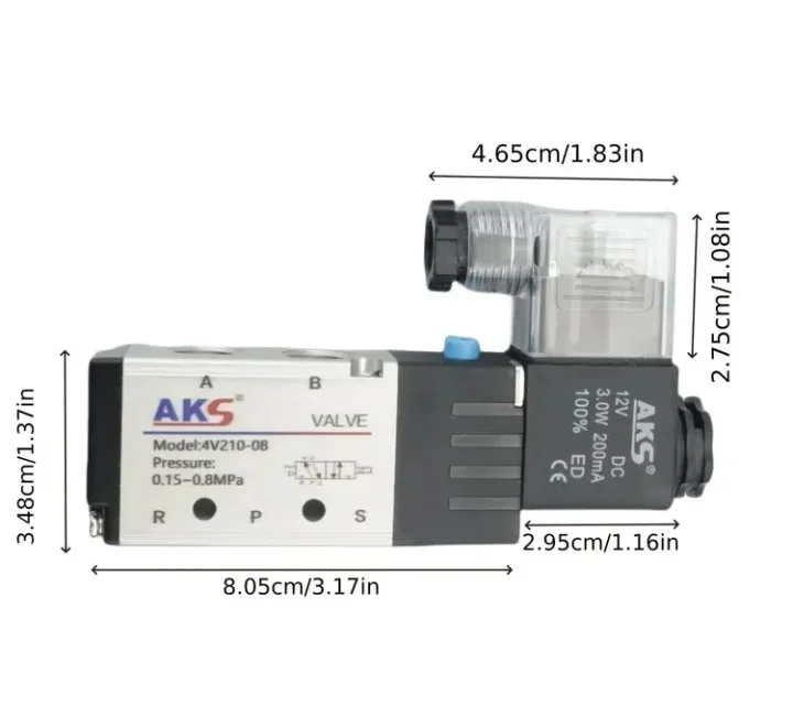 NOVO! Vrhunski Solenoidni Ventil AKS Pneumatik 4V210-08 (24V DC)