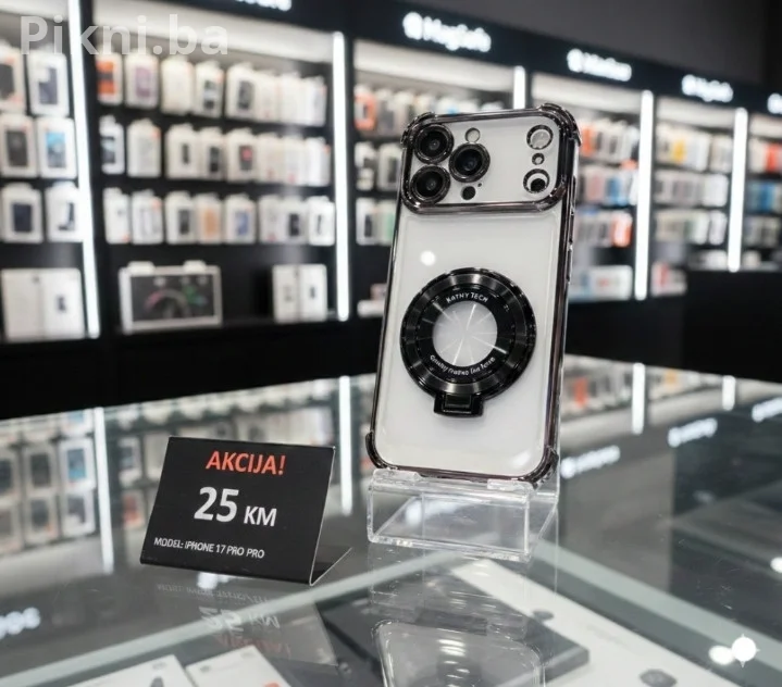 Maska za iPhone 17 Pro (Crna mat boja) MagSafe & Skriveni Stala