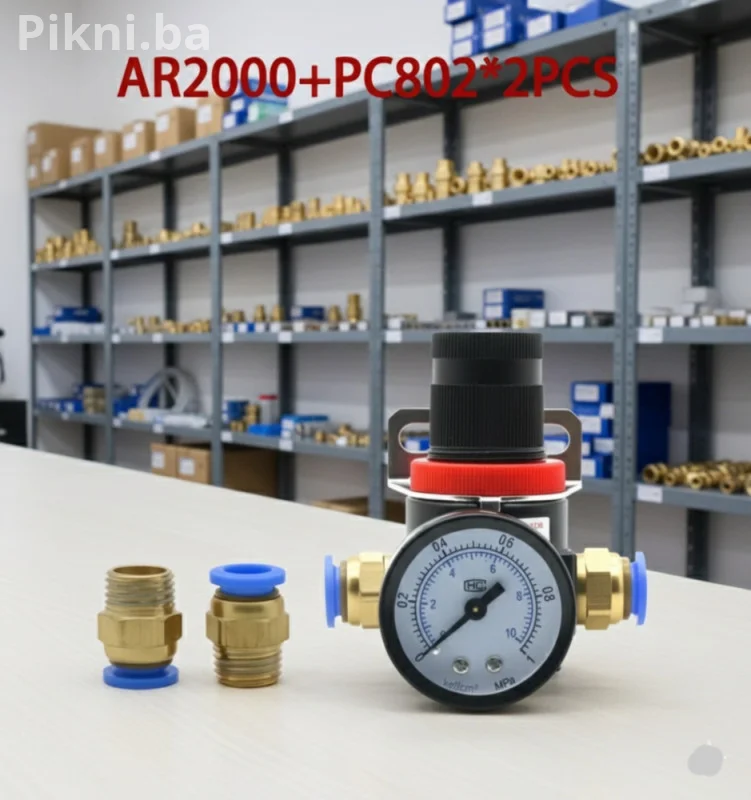 NOVI Pneumatski Regulator Pritiska AR2000 (1/4") - Set za Kompres