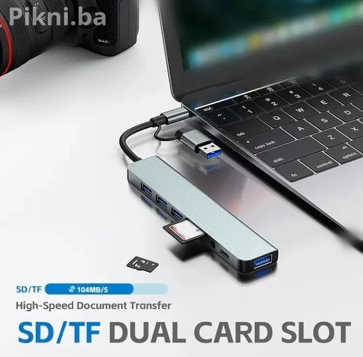 USB-C Hub 8-u-1 priključna stanica | USB 3.0 / SD/TF / 3.5mm audio