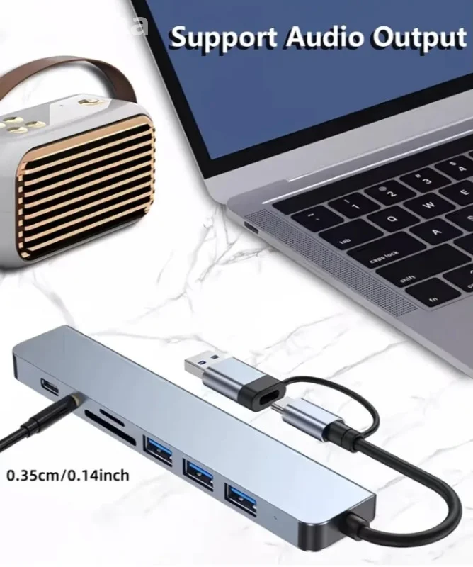 USB-C Hub 8-u-1 priključna stanica | USB 3.0 / SD/TF / 3.5mm audio