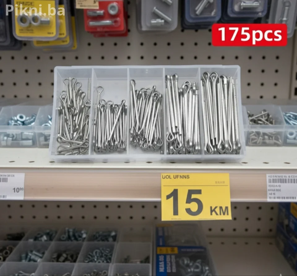 TOP PONUDA! Set 175x Čeličnih RASCJEPKA/OSIGURAČA (SPLIT-PIN) u P