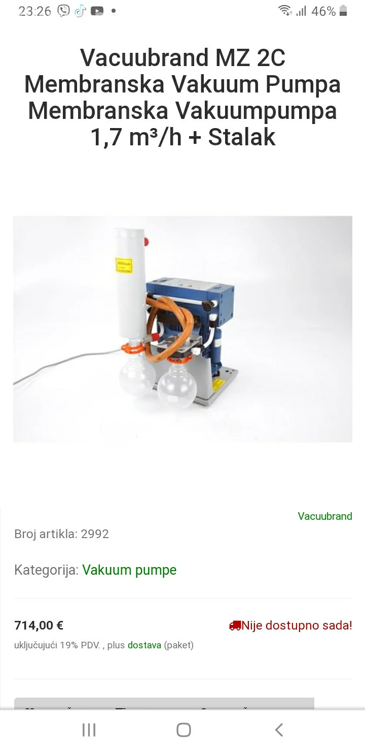 BRZA PRODAJA! PROVACUUBRAND MZ 2C DIJAFRAGMSKA VAKUUM PUMPA !